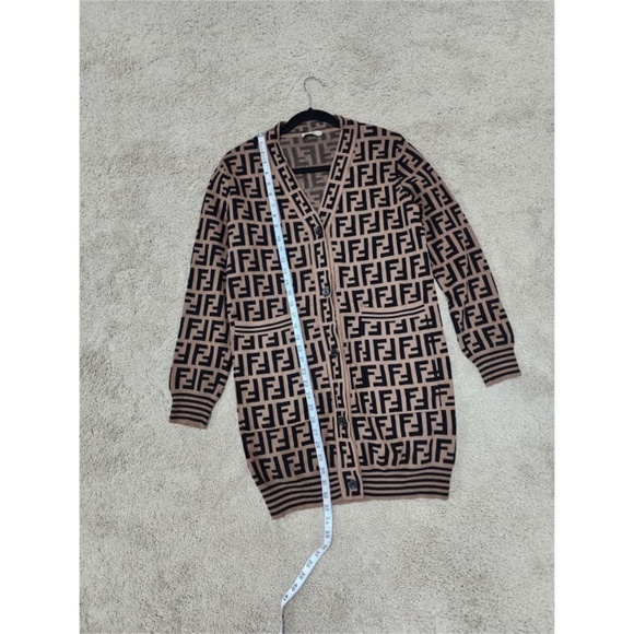 Authentic Fendi Zucca Cardigan in Brown/Black - Picture 5 of 16